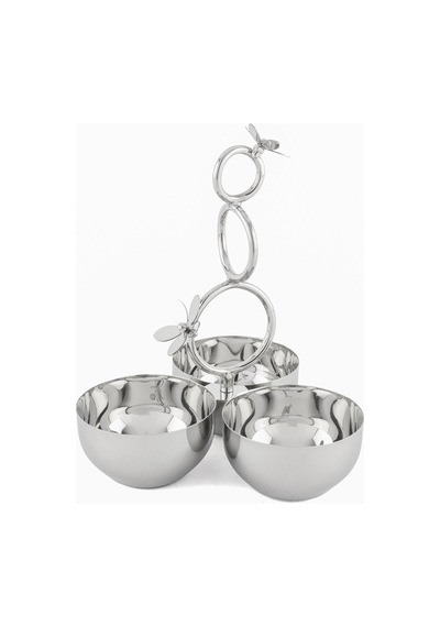Mikasa Moor Flora Silver 3 Lü Çerezlik 19x24 Cm Gümüş