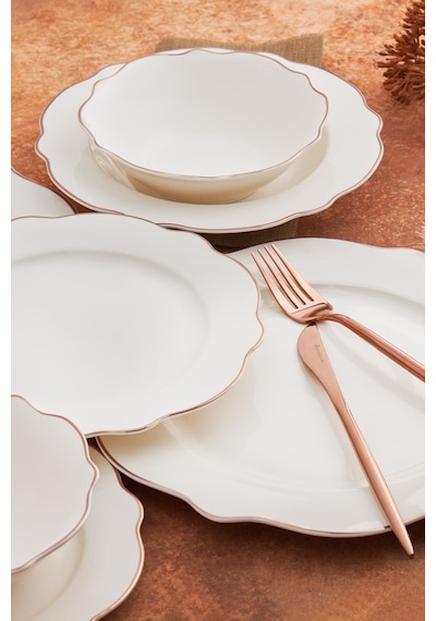Karaca  Almond Rose Line 24 Parça 6 Kişilik Porselen Yemek Takımı