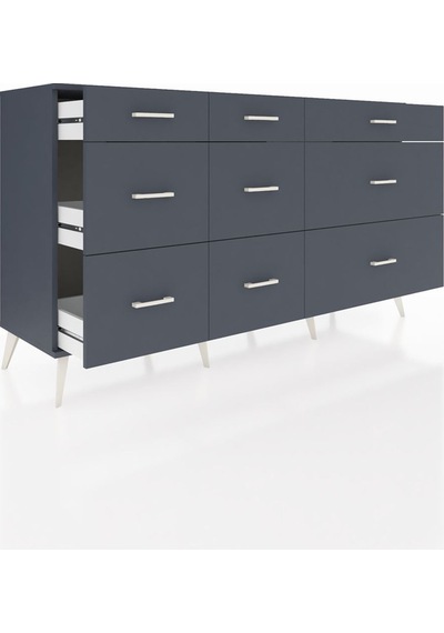 Kronos Konsol 9 Çekmeceli 176x59x99 Antrasit-antrasit Antrasit-antrasit
