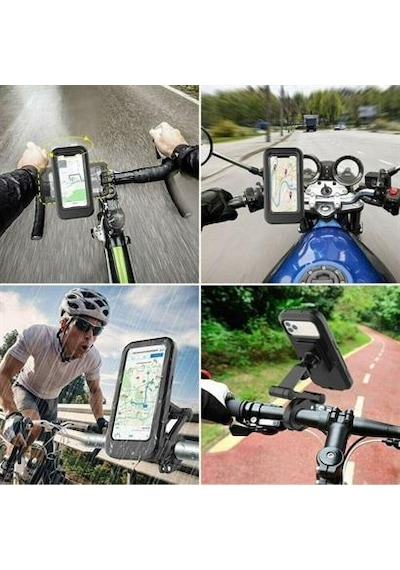 Motosiklet, Bisiklet, Atv Koluna Takılabilen 360 Dönebilir Su Geçirmez Telefon Tutacağı