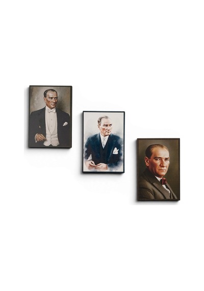 Hediyelik Atatürk Ahşap Magnet Seti 3 Adet - No:3 Kaliteli İşçilik Özel Baskı