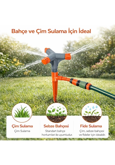 Dairesel Döner Fıskiye Kazıklı Bahçe Sulama Fıskiyesi Turbo Sprinkler Çim Bahçe Sulama Aparatı