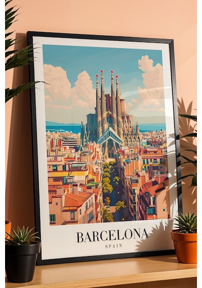 Barcelona Spain Vintage Seyahat Posteri Çerçeveli Tablo - Premium Sagrada Familia Elit Duvar Dekoru Siyah Barcelona Spain Vintage Seyahat Posteri Çerçeveli Tablo - Premium Sagrada Familia Elit Duvar Dekoru Siyah