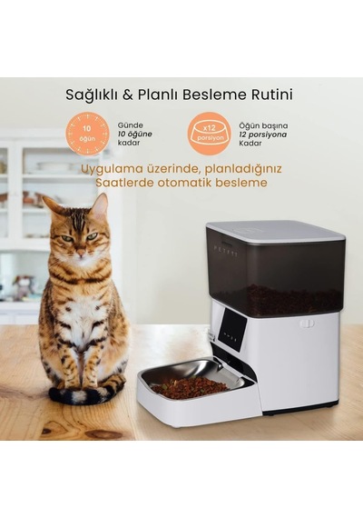 Elevate X 4l Wi-fi Akıllı Otomatik Kedi Köpek Mama Kabı Besleme Ünitesi Sesli Komut+çelik Kase+app Kontrol