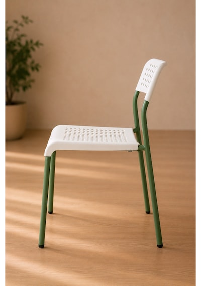 Mira Beyaz/ Yeşil Sandalye Plastik Gövdeli Metal Ayaklı, Mutfak Sandalyesi, Çalışma, Bahçe, Yemek Oda Beyaz/yeşil- 5 Adet