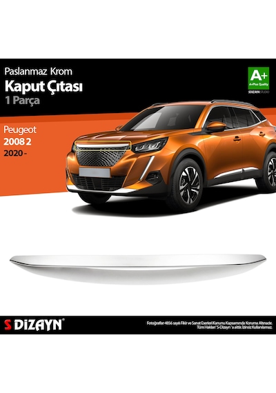 S-Dizayn  Peugeot 2008 2 Krom Kaput Çıtası 2020  Üzeri