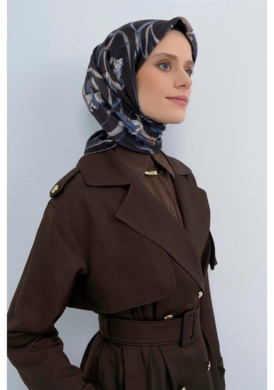 Armine İpek Eşarp 2026 Yaz - 9512-37 Koyu Kahve Twill