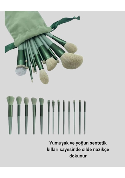 13 Lü Profesyonel Makyaj Fırça Seti Yumuşak Sentetik Kıllı, Tüm Cilt Tiplerine Uygun