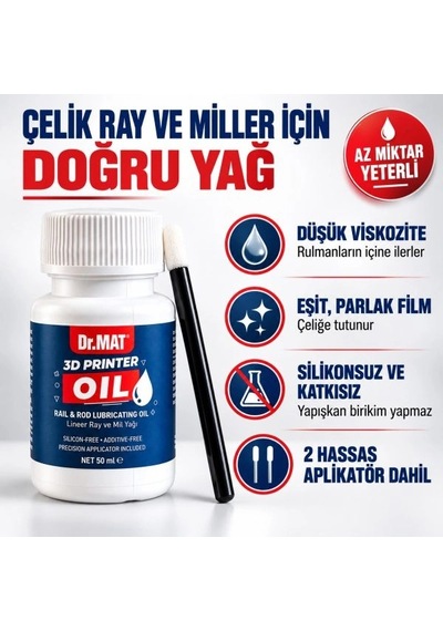 Dr.mat 3d Yazıcı Yağı 50 Ml 3d Yazıcı X Ve Y Lineer Ray, Mil Bakım Yağı