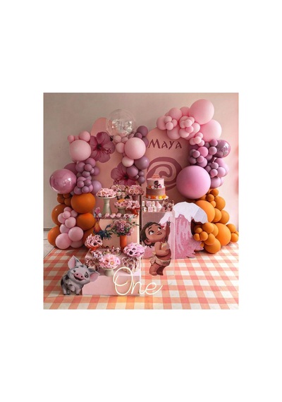 Makaron Pembe Yaban Çileği Ve Şeftali Balon Zinciri 100 Adet Mix