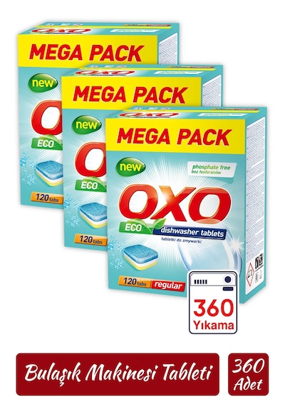 Oxo 360 Adet Bulaşık Makinesi Tableti Mega Paket Deterjan Hepsi B