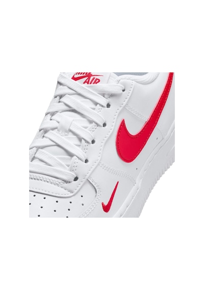 Nike Air Force1 Lv 8 Af1 Leather Unisex Sneaker White Hakiki Deri Unisex Günlük Spor Ayakkabı Beyaz Kırmızı Beyaz - Kırmızı