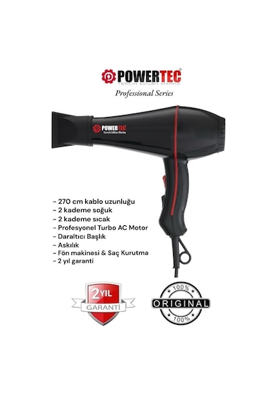 Powertec TR-601 Saç Kurutma Fön Makinesi