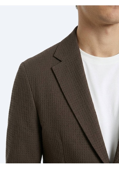 Kip Kahverengi Çizgili Comfort Fit Ceket