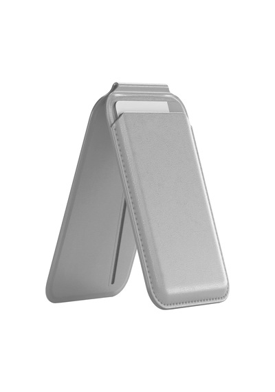 Buff Walletmag 2.0 İphone İçin Magsafe Özellikli 4 Kartlı Katlanabilir Stantlı Manyetik Deri Cüzdan Taş Gri