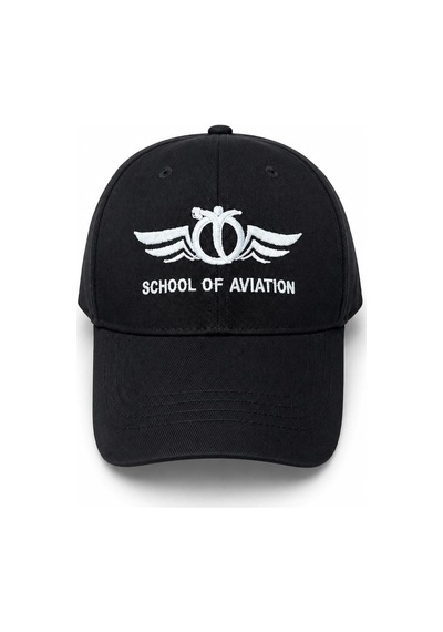Şapka Siyah "school Of Aviation" Kırmız Mavi Beyaz