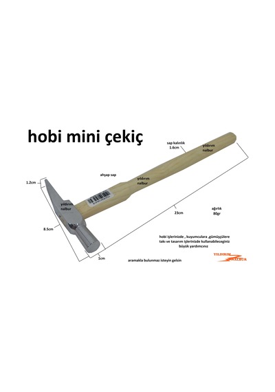 Kuyumcu Gümüşçü Çekici 80 Gr Uzun Gaga Büyük Boy Hobi Çekiç Takı