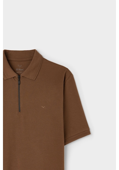 D's Damat Ds Damat Regular Fit Kahverengi Pike Dokulu %100 Pamuklu T-shirt 4hc140211214m 201