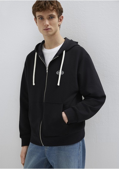 Mavi - Mavi Logo Baskılı Fermuarlı Sweatshirt 0s10557-900 Siyah
