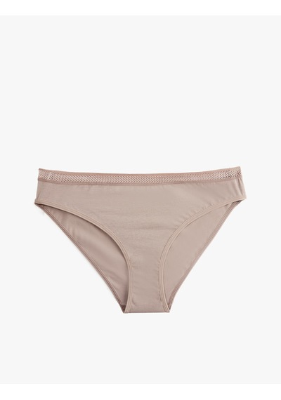 Koton Rahat Kalıp Dantel Lastikli Pamuklu Brief Külot Kahverengi 7wlk30081mk Kahve