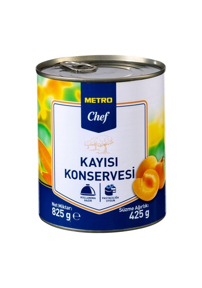 Metro Chef Kayısı Konservesi 825 G - Taze Lezzet, Pratik Kullanım 2'li Ekonomik Paket - 2 Adet Tarı