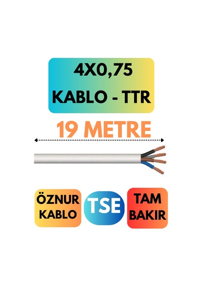 Öznur 4x0,75 Ttr Kablo Metre Seçenekli Beyaz - 19 Metre