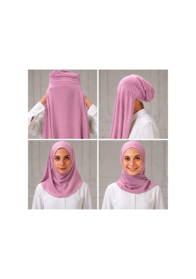ALDAIYR Hazır Pratik Lüks Boru Boneli Şifon Şal Boa12354 Pembe Budara