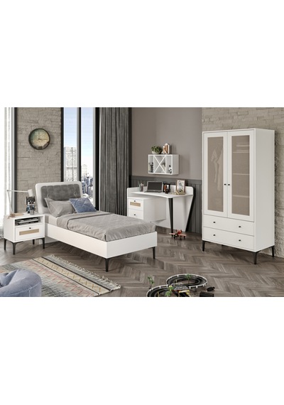 Trio White M Genç Odası %100mdf Beyaz