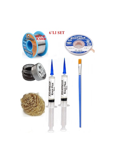 Lehimleme Seti 40 G 0,5 Mm Lehim Teli Cp-3015 Lehim Fitili Flux Lehim Toplama Tek Fırça Seti Tk177