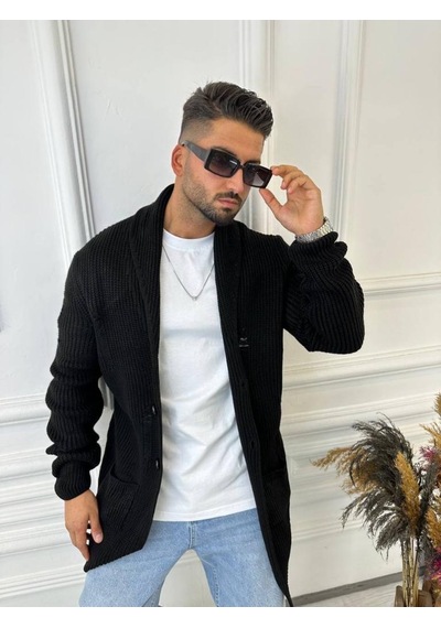 Elku Moda Hırka Örgülü Şal Yaka Cepli Lazer Kesim Yırtık Detaylı Tüylenmez Örgü Triko Hırka Siyah Elku Moda Hırka Örgülü Şal Yaka Cepli Lazer Kesim Yırtık Detaylı Tüylenmez Örgü Triko Hırka Siyah