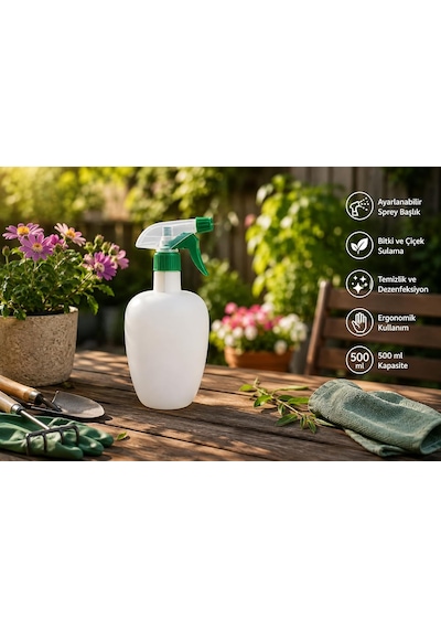 Boş Sprey Şişesi 500 Ml - Çok Amaçlı Plastik Fısfıs Şişe, Ayarlanabilir Başlıklı Bitki Ve Çiçek Sulama Pompası, Temizlik Ve Dezenfektan Şişesi, Elma Tasarım