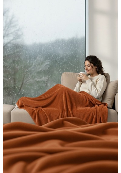 Evoria Wellsoft Peluş Tek Kişilik Tv Battaniyesi 150x200cm Kiremit