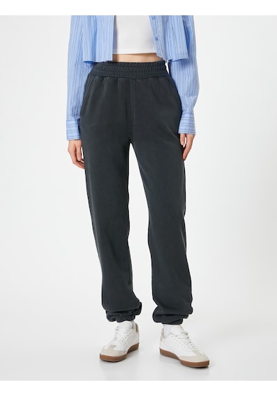 Koton Jogger Eşofman Altı Relax Fit Yıkamalı Beli Lastikli Cepli Antrasit 5wal40008ık Antrasit