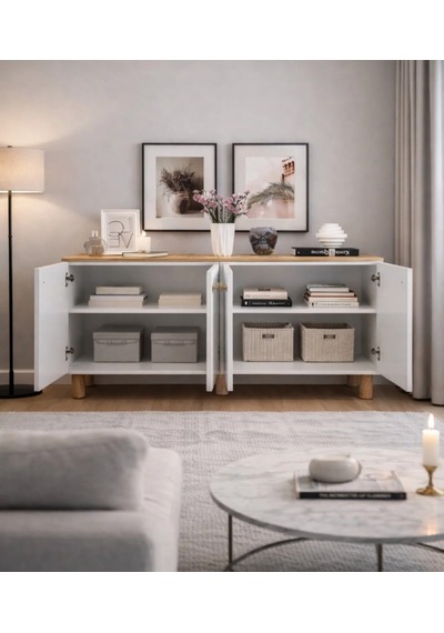 Pema Home %100 Mdf Membran Kaplama Bohem Peri Konsol Beyaz - Ceviz