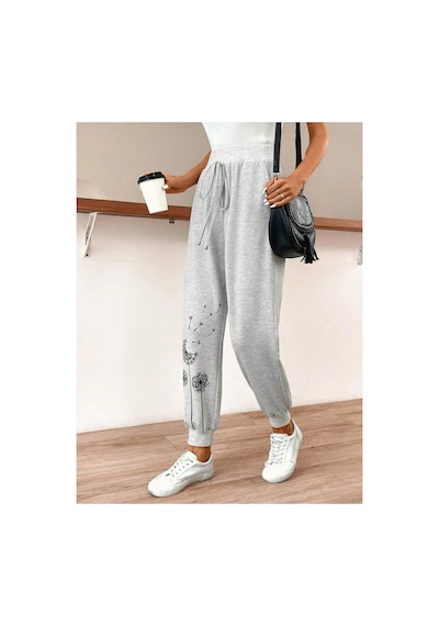 Tarzsokak Lune Dandelion Print Knot Front 4 Mevsim Eşofman Gri