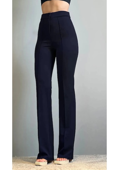 Thiff Gymwear Kadın Palazzo Pantolon 3 Lü Set Bej Kahverengi Lacivert, Krep Likralı, Yüksek Bel Jogger Kesim Çok Renkli