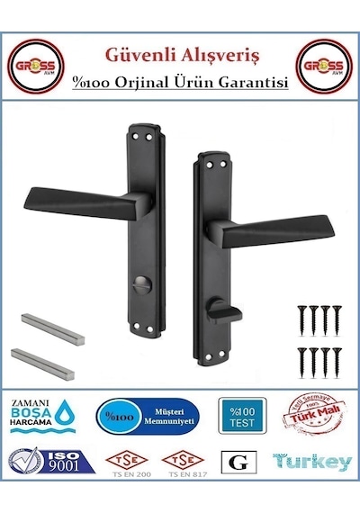 Prizma Wc Banyo Kapı Kolu - Mat Siyah - 1 Takım Ön Ve Arka - Sol Prizma Wc Banyo Kapı Kolu - Mat Siyah - 1 Takım Ön Ve Arka - Sol