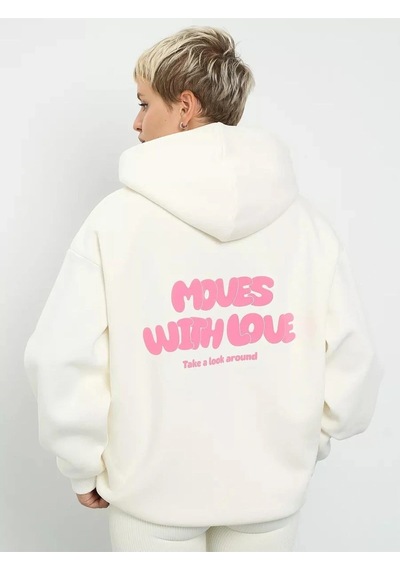 Startmore Unisex Moves With Love Sweatshirt Beyaz Beyaz