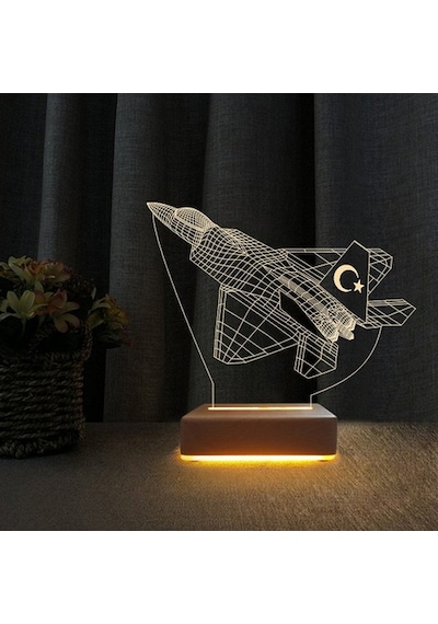 Türk F16 Uçak 3D Lamba Çocuk Odası Gece Lambası