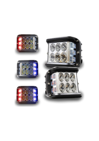 Off Road Sis Lambası Beyaz-kırmızı-mavi 12 Led 36w Aliminyum Kasa Set 2 Adet