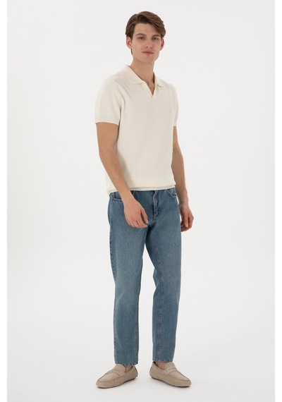 U.S. Polo Assn. Erkek Slim Fit Polo Yaka Krem Tişört 50299409-VR071