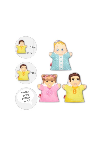 3 Parça Tox Kardeşler El Kukla Set Eğitici Oyuncak