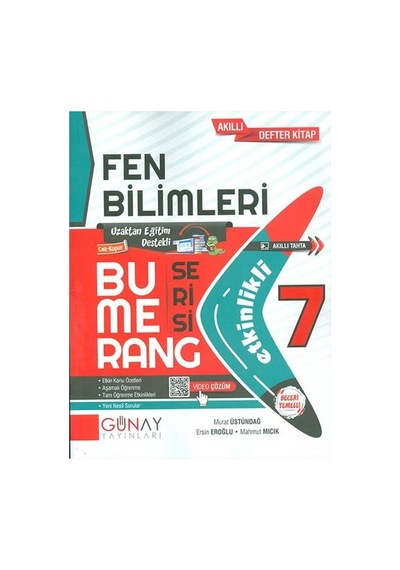7.Sınıf Fen Bilimleri Etkinlikli Bumerang Serisi Günay Yayınları