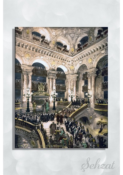 Kanvas Duvar Tablosu Dikey Tekli Salon Mutfak Yatak Odası Ofis Paris Opera Binasi Mimari Sanat