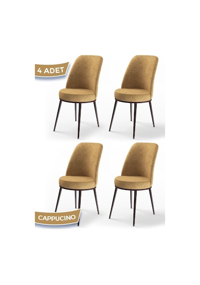 Canisa Concept Dexa Serisi Cappucino Renk 4 Adet Sandalye, Renk Cappucino, Ayaklar Kahverengi Cappuccino