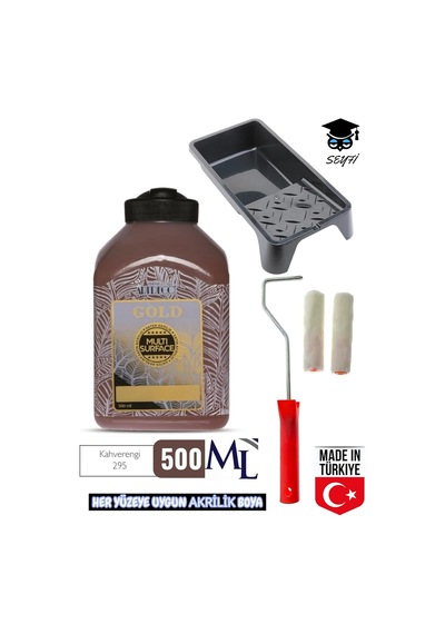 Tr Multi Surface Akrilik Boya, 500 Ml, Kahverengi, Boya Tavası Ve Rulo Seti Genel