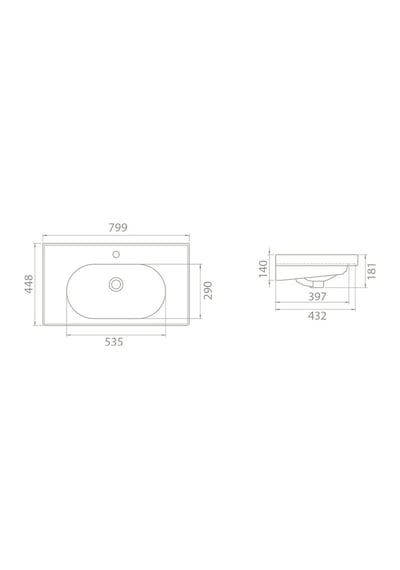 Cerastyle Turkuaz Arya Etajer Uyumlu Lavabo 80 x 45 CM