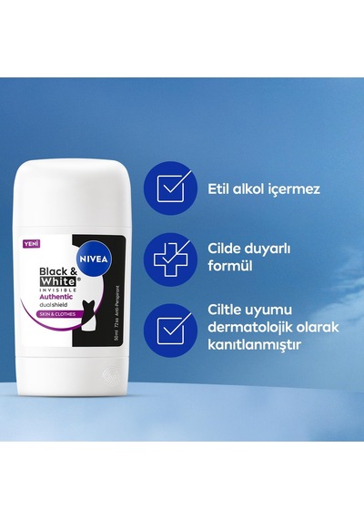 Kadın Stick Deodorant Black&white Invsible Authentic 50 Ml,terleme Karşıtı,meyve,çiçek Kokusu,kumaş Koruması,alkolsüz