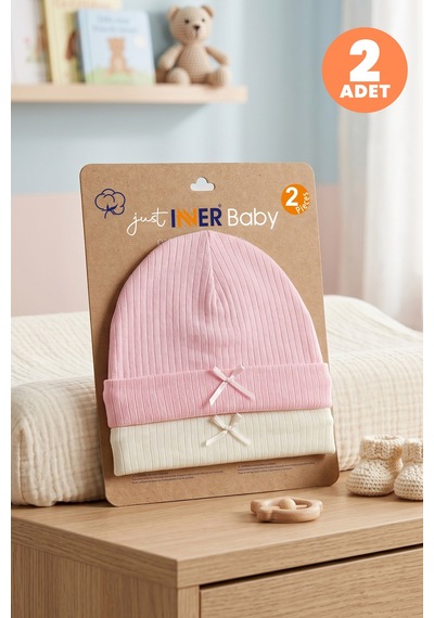 Just Inner Kız Bebek 2'li Pamuk Bere Düz Renk Dokulu Esnek Ve Konforlu 682501 Pembe