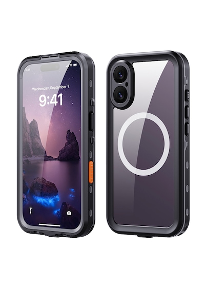Apple Uyumlu iPhone17 Kılıf 360 Ön Arka Koruyucu Su Geçirmez 1-1 Silikon Zırhlı Kapak Siyah